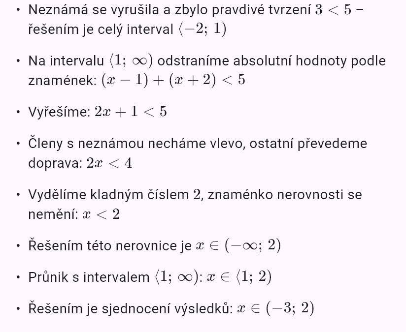 |x - 1| + |x + 2| < 5