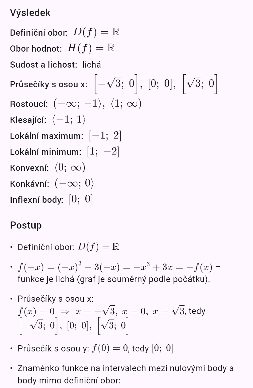 Průběh funkce f(x) = x³ − 3x