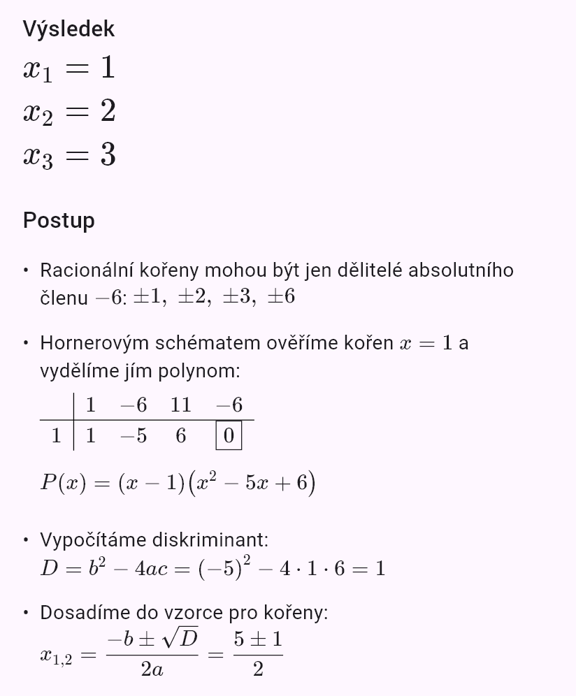 x^3 - 6x^2 + 11x - 6 = 0