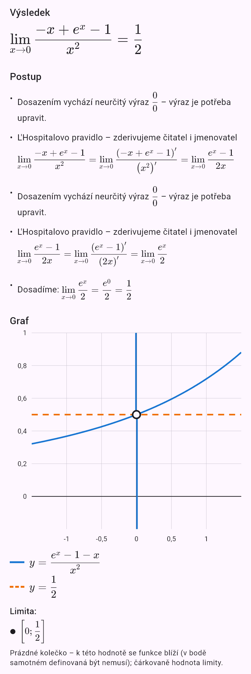 lim(x->0) (e^x-1-x)/x^2