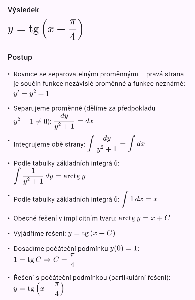 y' = y^2 + 1, y(0) = 1