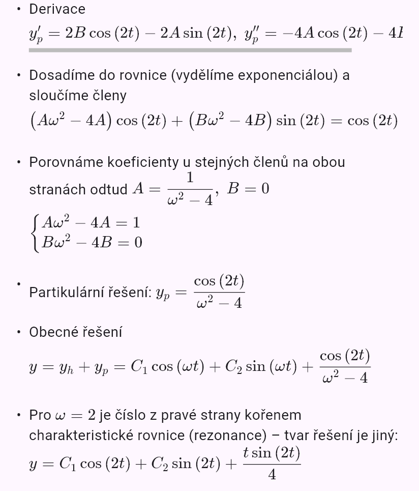 y'' + ω^2y = cos(2t)