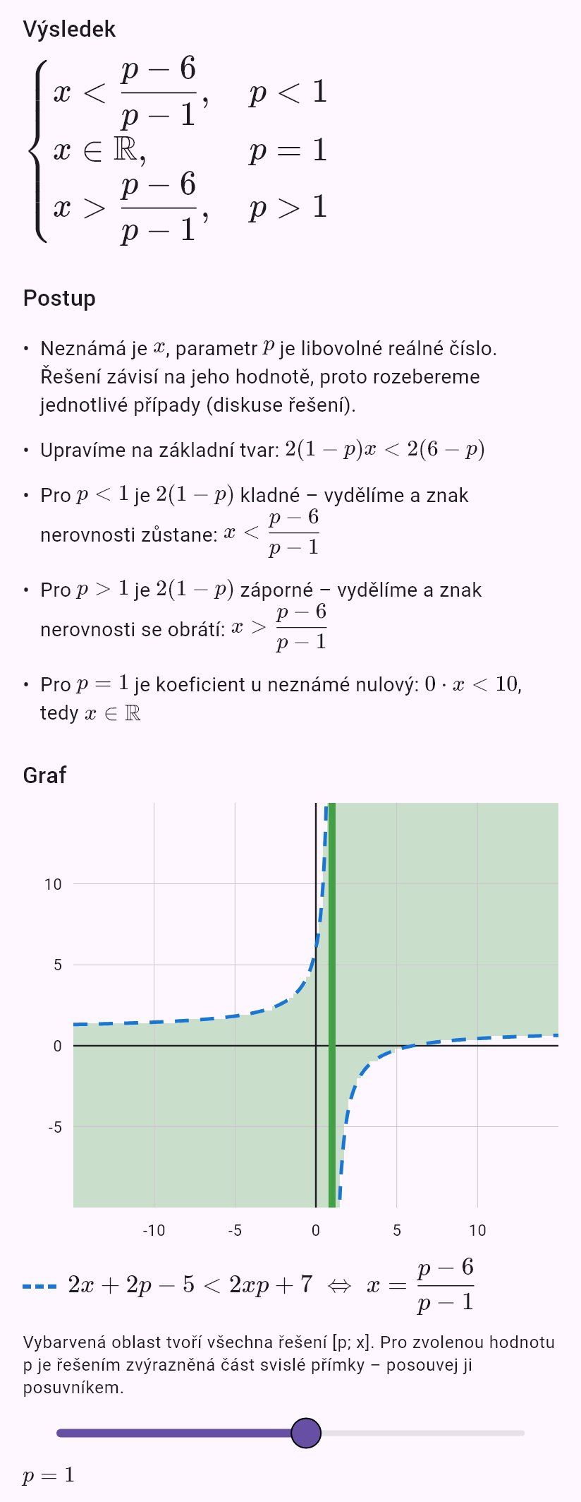 2x + 2p - 5 < 2px + 7