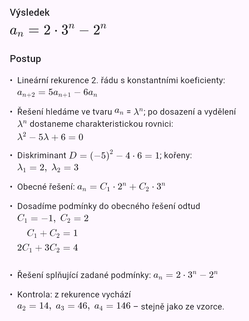 a_{n+2} = 5a_{n+1} - 6a_n, a_0 = 1, a_1 = 4