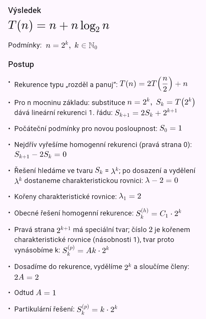 T(n) = 2T(n/2) + n, T(1) = 1