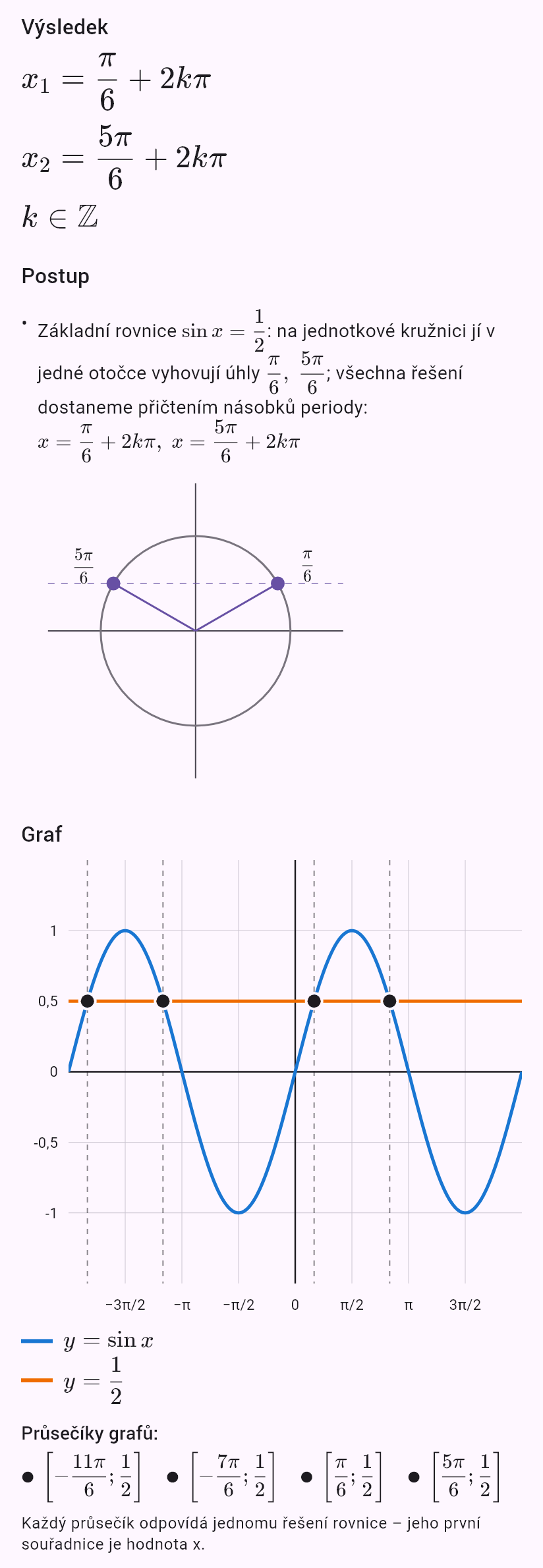 sin x = 1/2