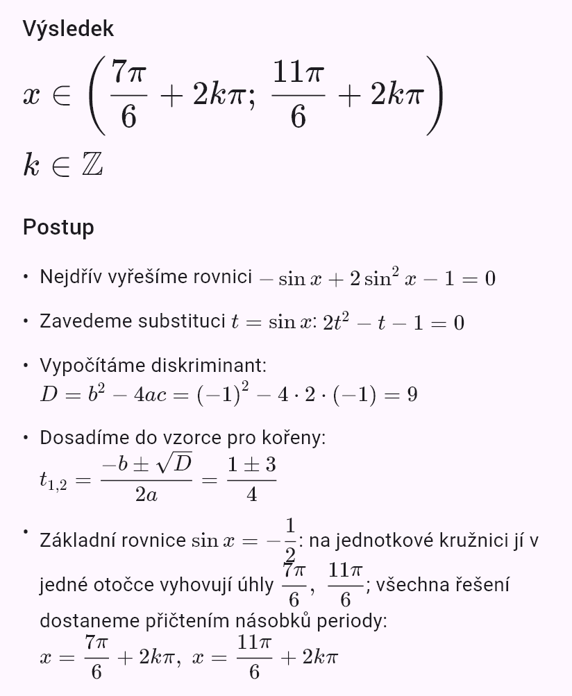2sin^2 x - sin x - 1 > 0