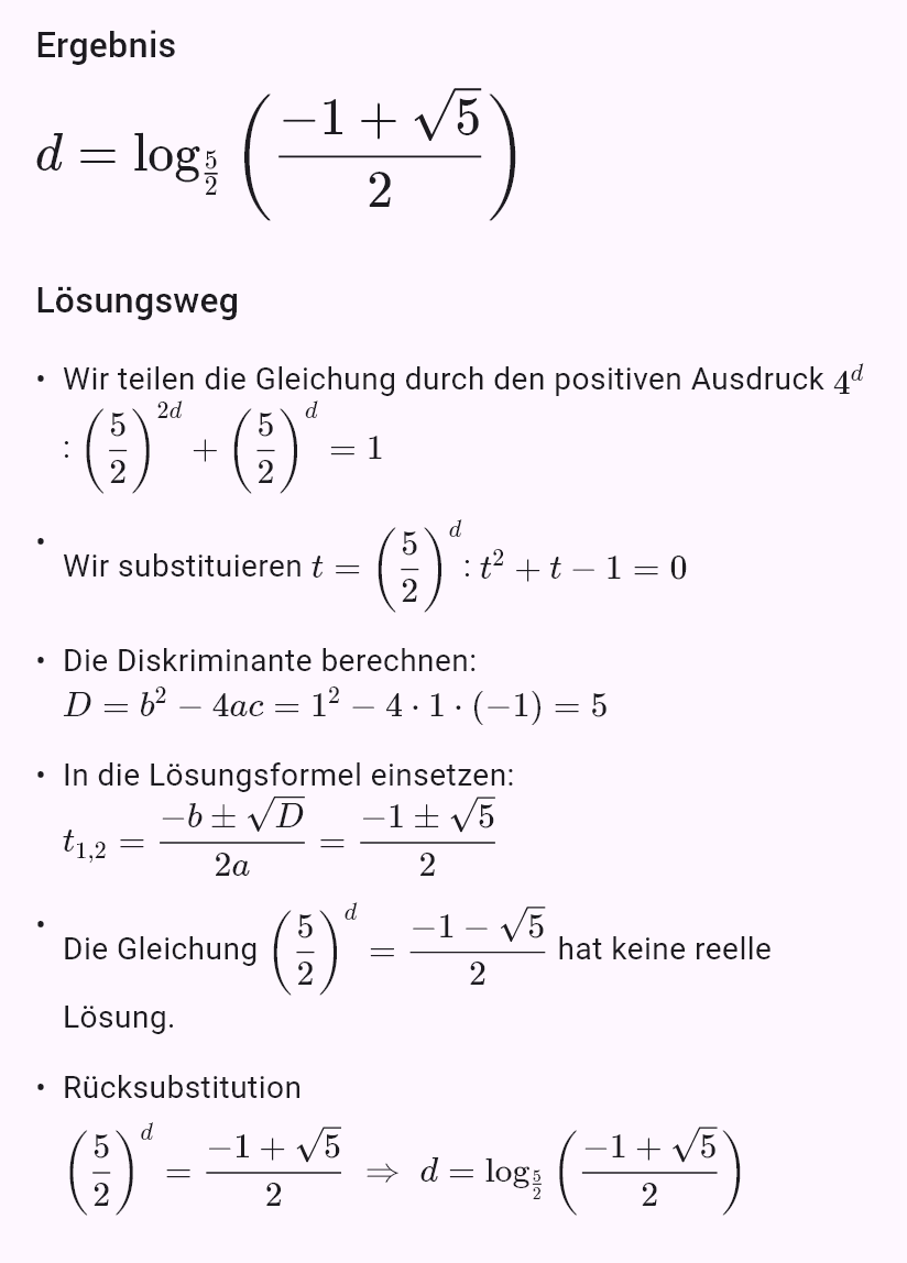 25^d + 10^d = 4^d