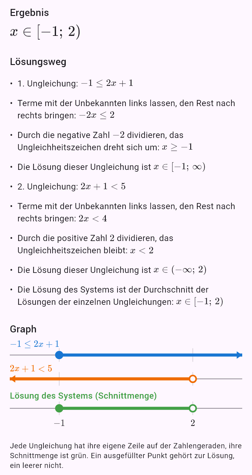 -1 <= 2x + 1 < 5