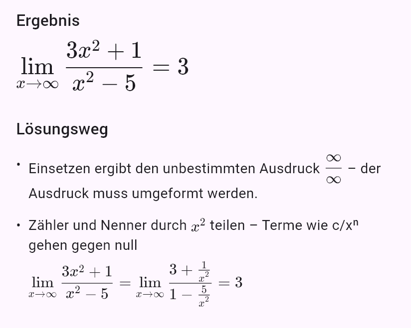 lim(x->oo) (3x^2+1)/(x^2-5)