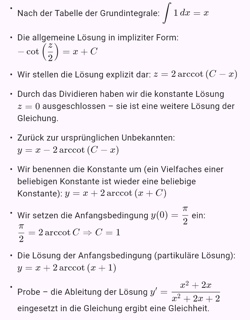 y' = cos(x - y), y(0) = pi/2