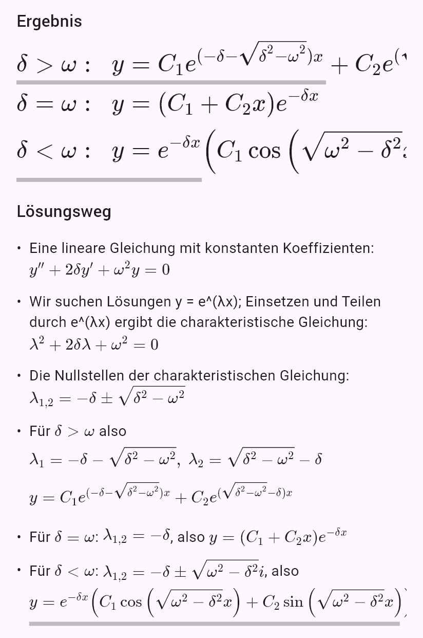 y'' + 2δy' + ω^2y = 0