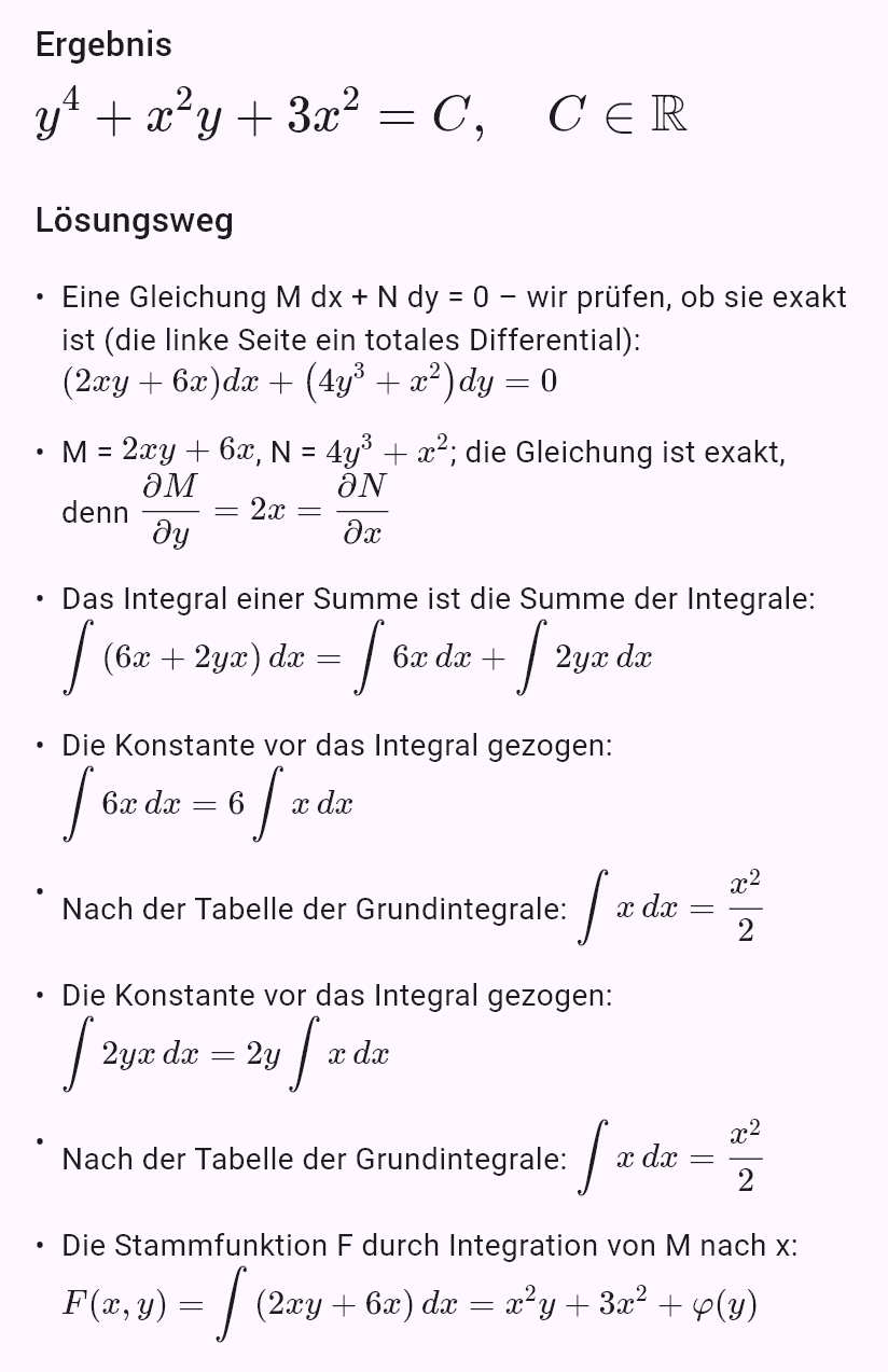 (2xy + 6x)dx + (x^2 + 4y^3)dy = 0