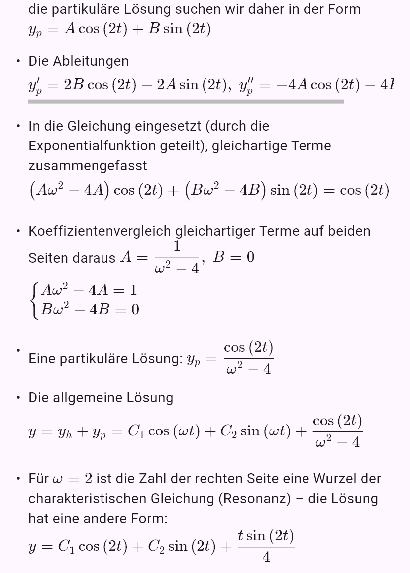 y'' + ω^2y = cos(2t)