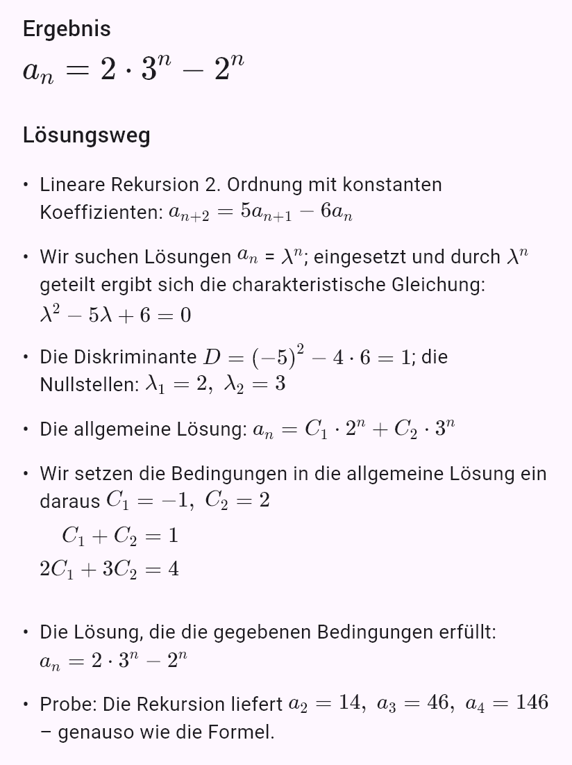a_{n+2} = 5a_{n+1} - 6a_n, a_0 = 1, a_1 = 4