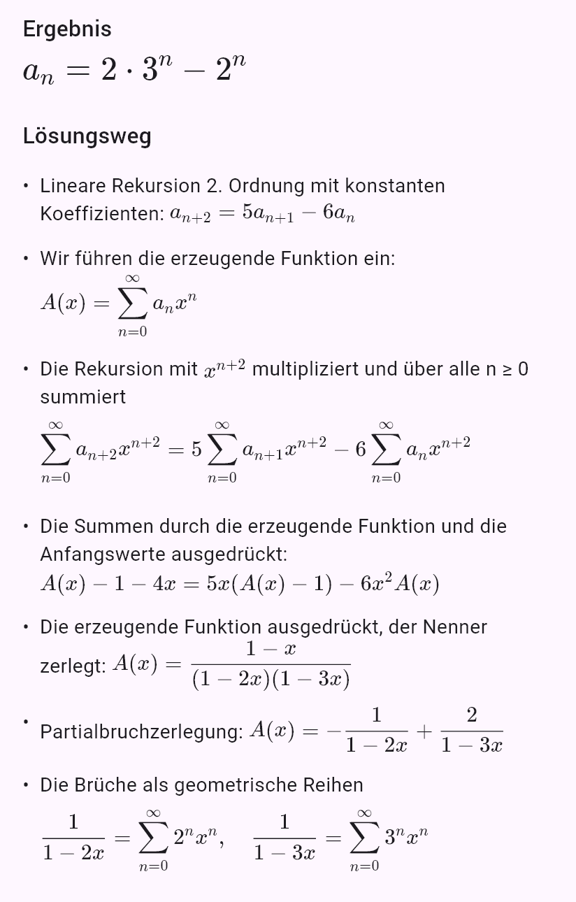 a_{n+2} = 5a_{n+1} - 6a_n, a_0 = 1, a_1 = 4