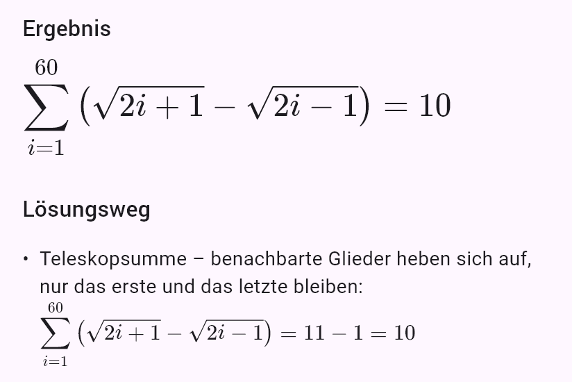 sum(sqrt(2i+1) - sqrt(2i-1), i, 1, 60)