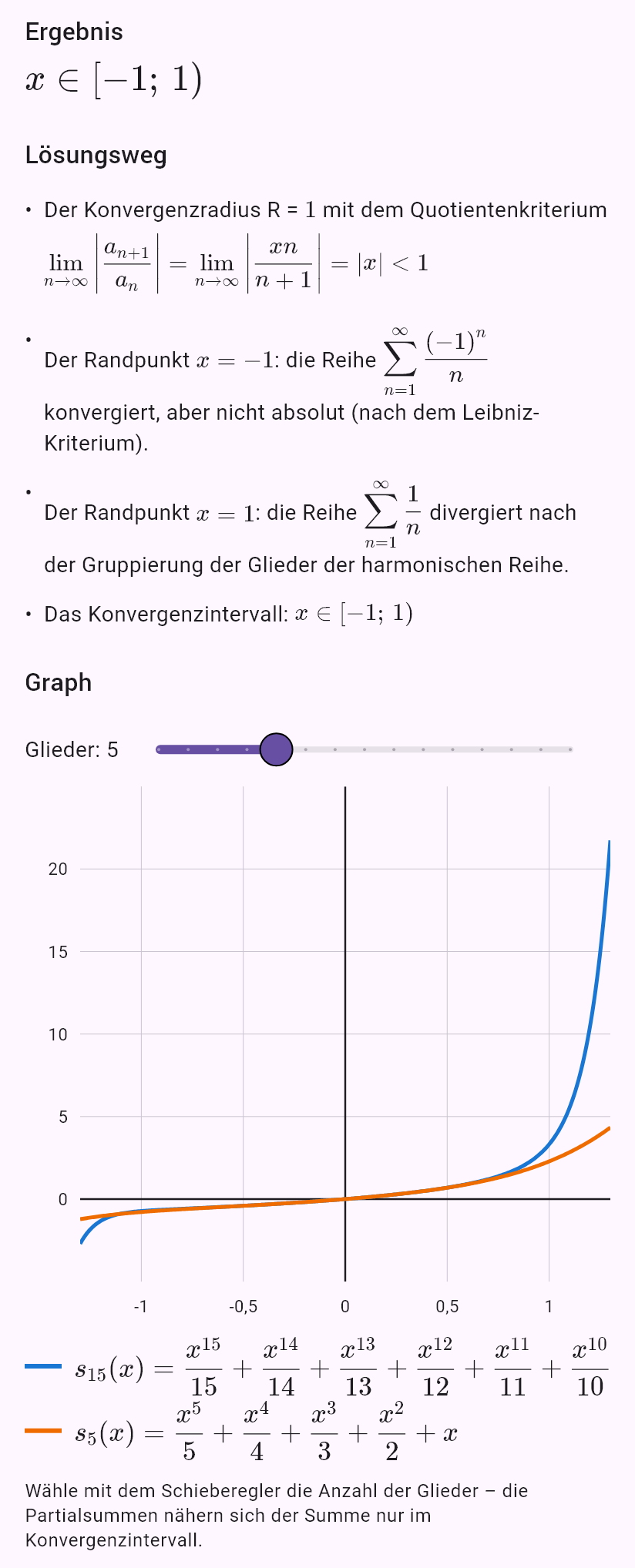 sum(x^n/n)