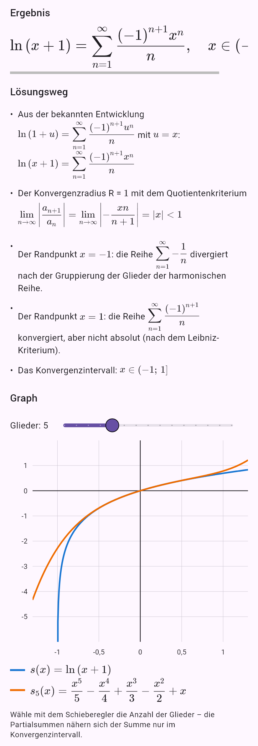taylor(ln(1 + x), 0, oo)