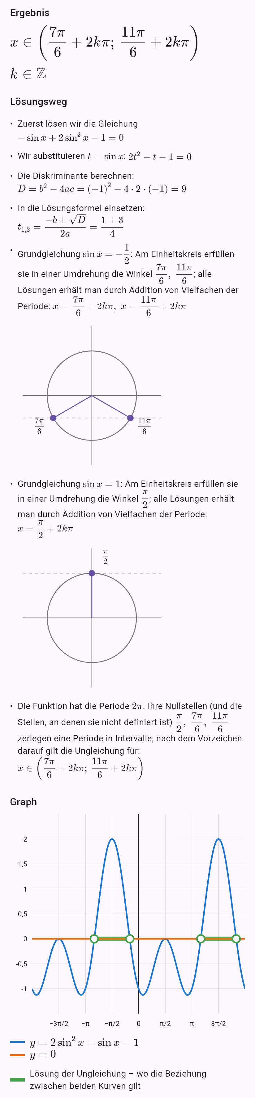 2sin^2 x - sin x - 1 > 0