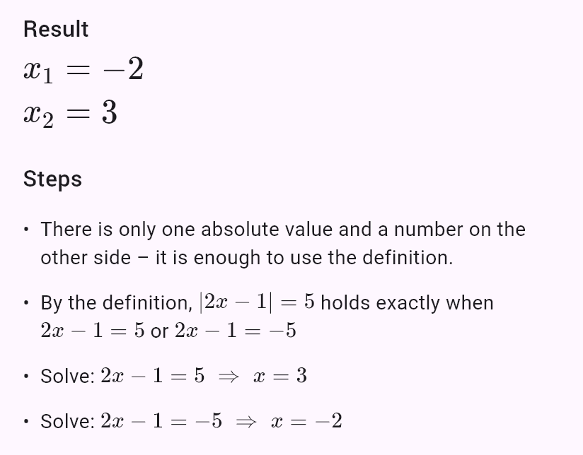 |2x - 1| = 5