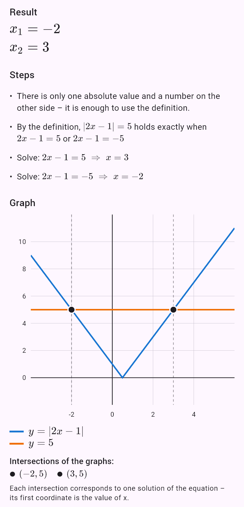 |2x - 1| = 5