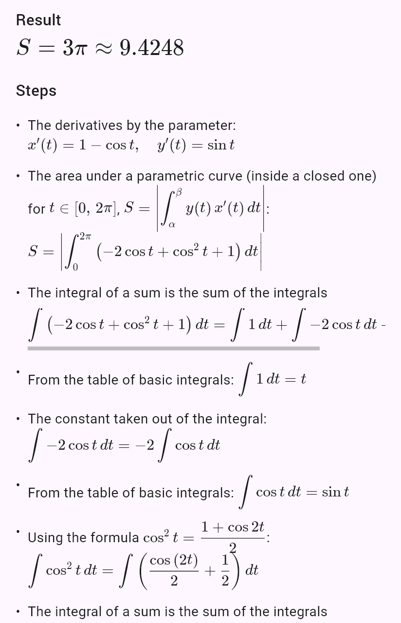 x = t - sin(t)
y = 1 - cos(t)