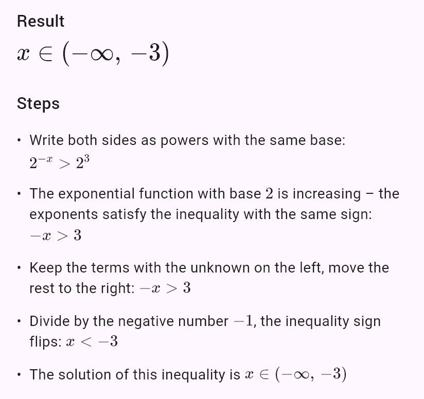 (1/2)^x > 8