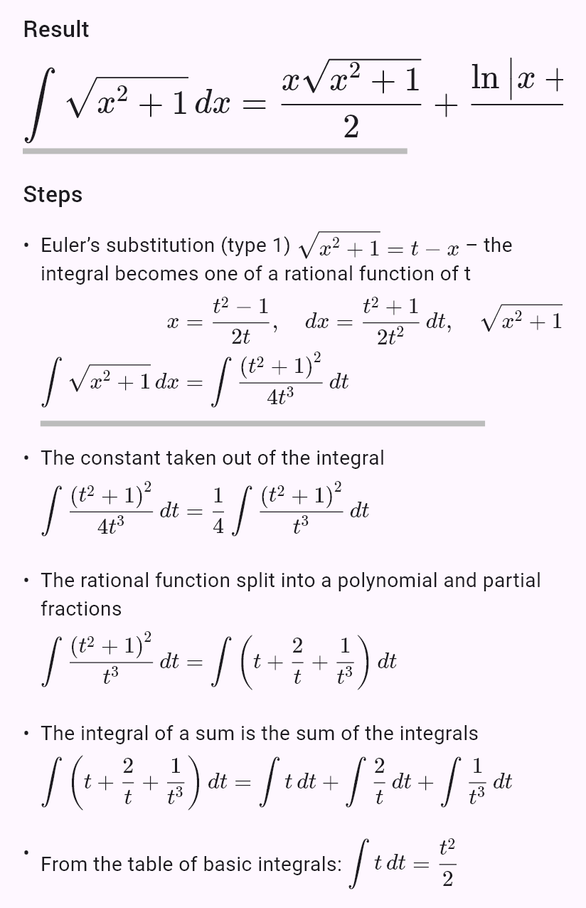 int(sqrt(x^2 + 1))