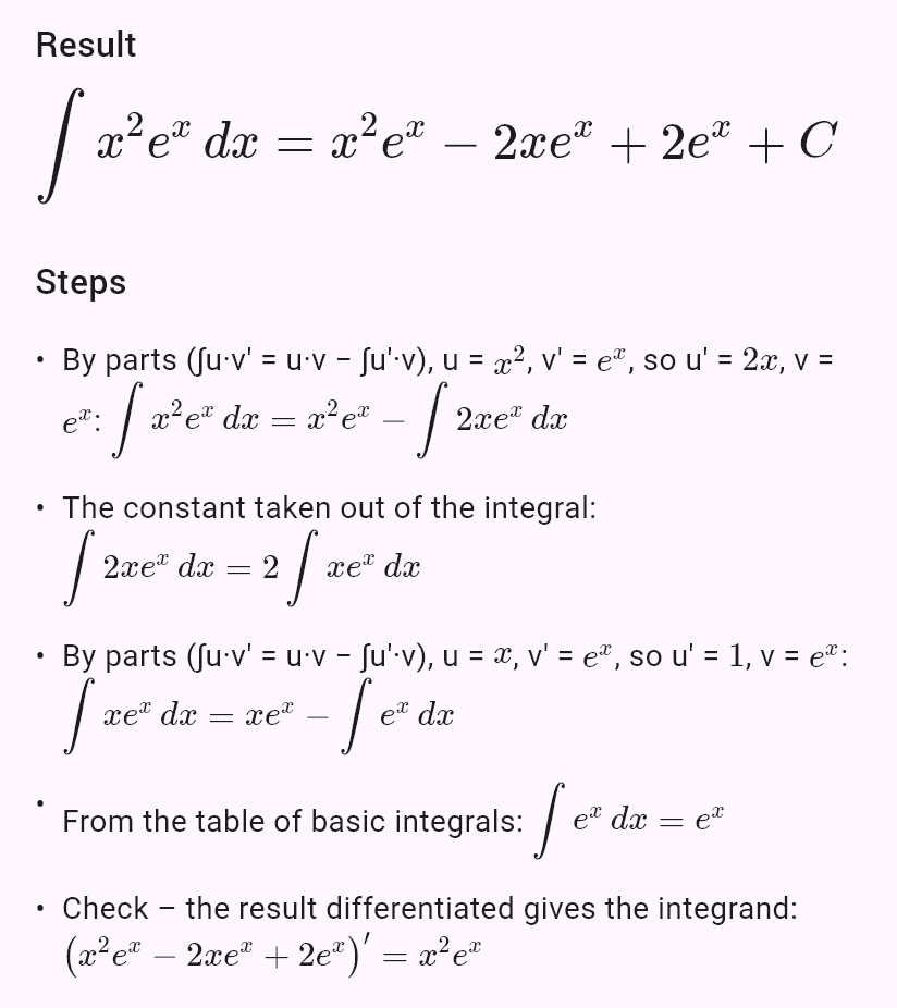 int(x^2 e^x)