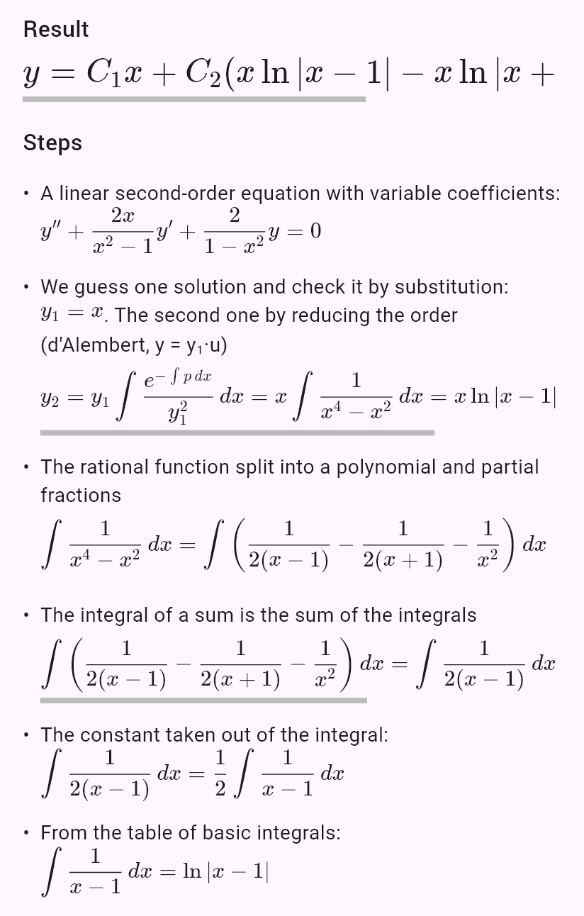 (1-x^2)y'' - 2xy' + 2y = 0