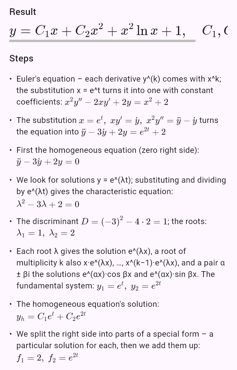 x^2y'' - 2xy' + 2y = x^2 + 2