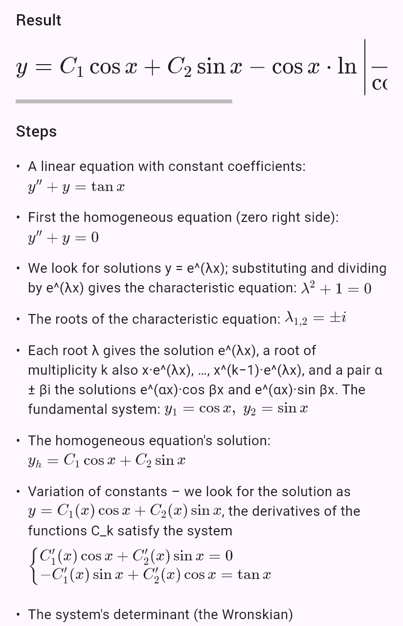 y'' + y = tan x
