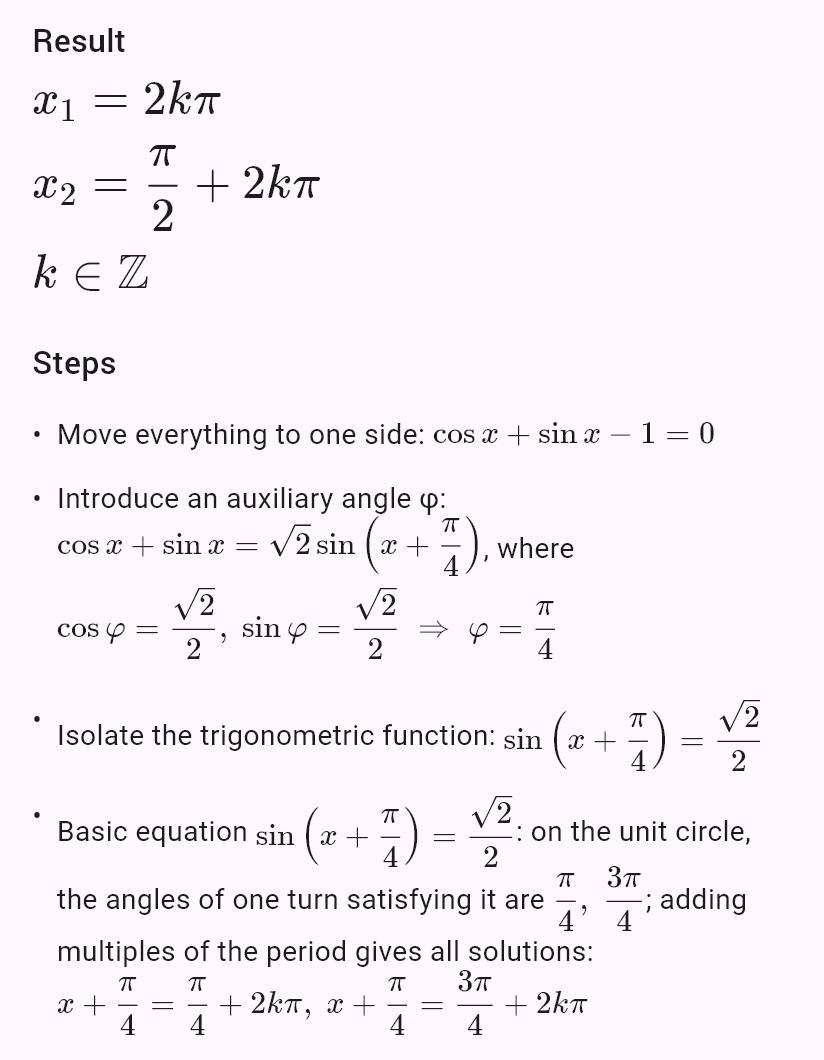 sin x + cos x = 1