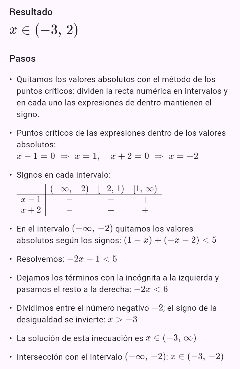 |x - 1| + |x + 2| < 5