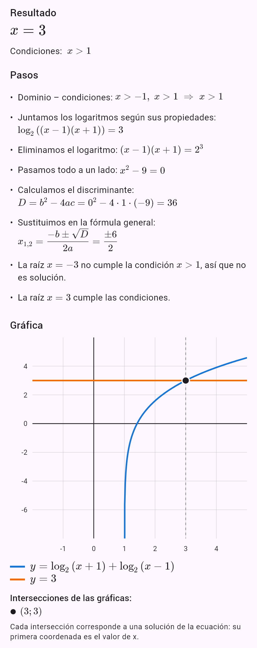 log_2(x+1) + log_2(x-1) = 3