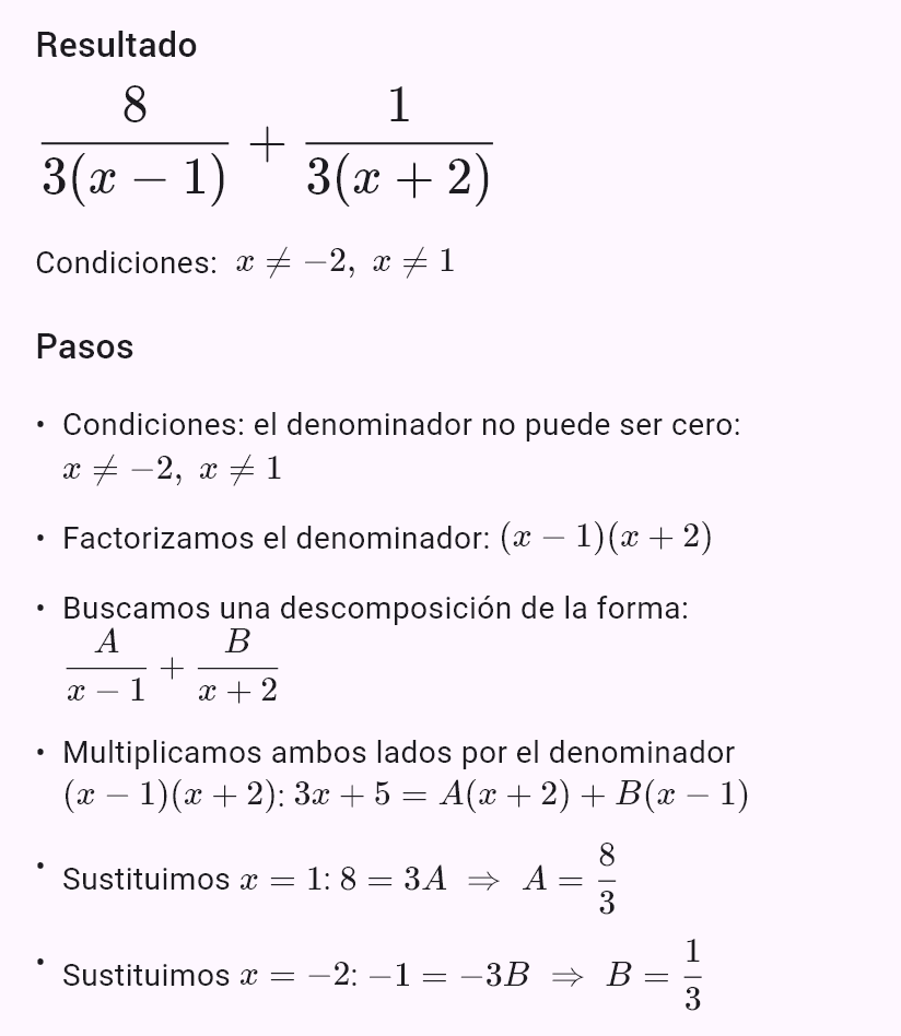 (3x + 5)/(x^2 + x - 2)