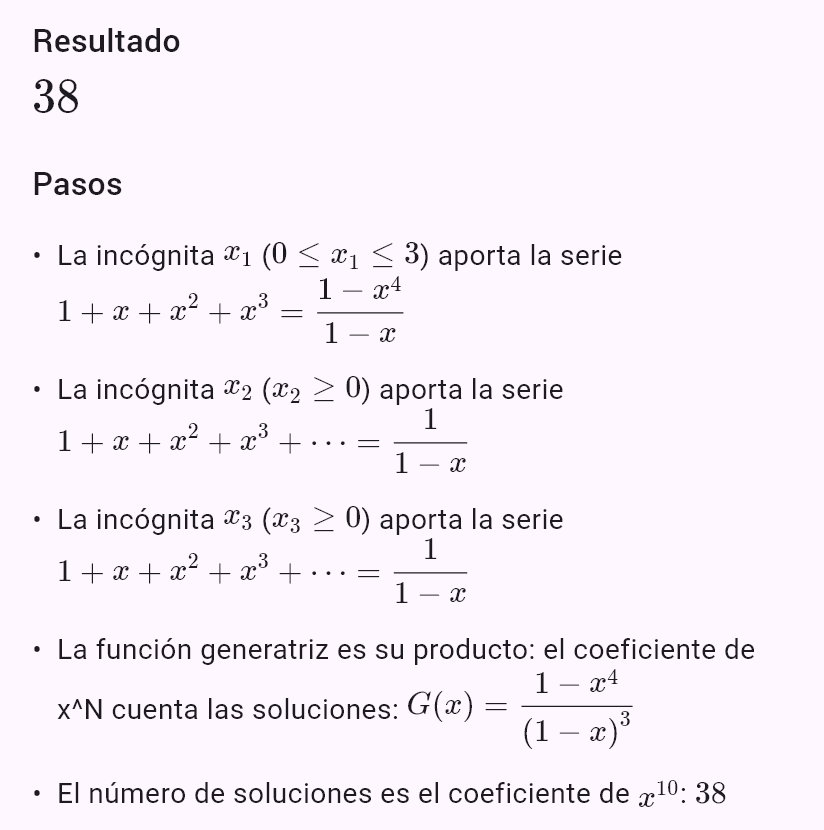 počet řešení x_1 + x_2 + x_3 = 10, x_1 <= 3