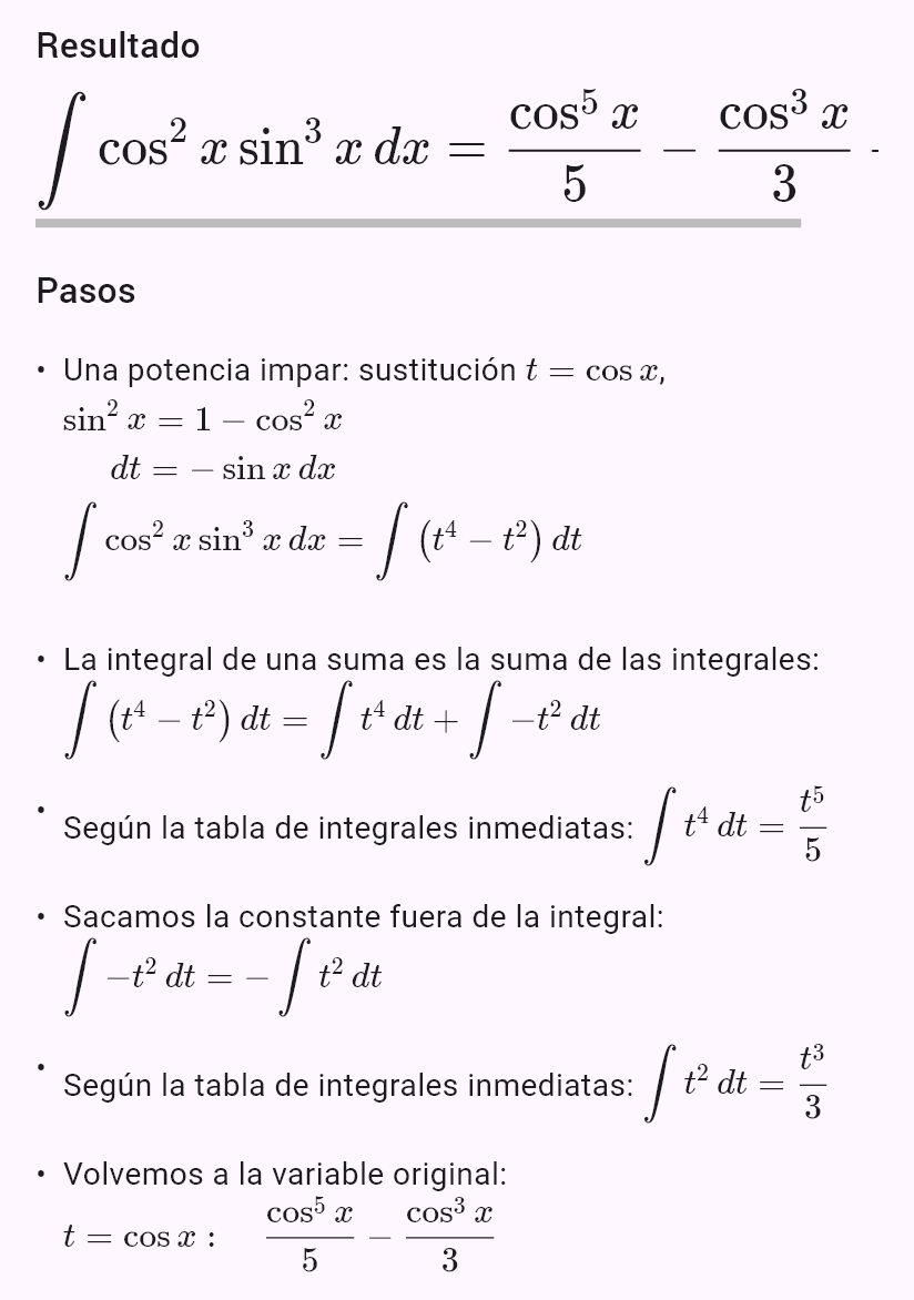 int(sin(x)^3 cos(x)^2)