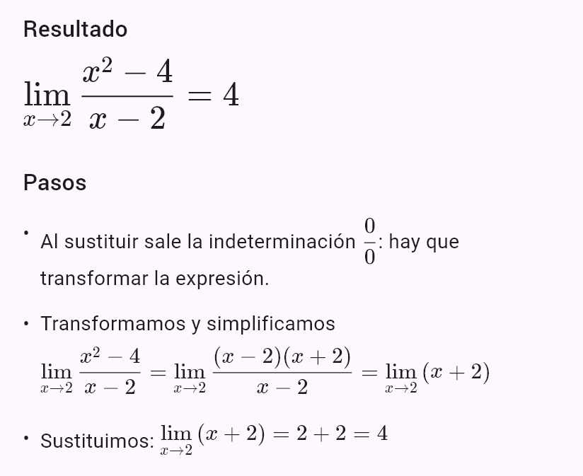 lim(x->2) (x^2-4)/(x-2)