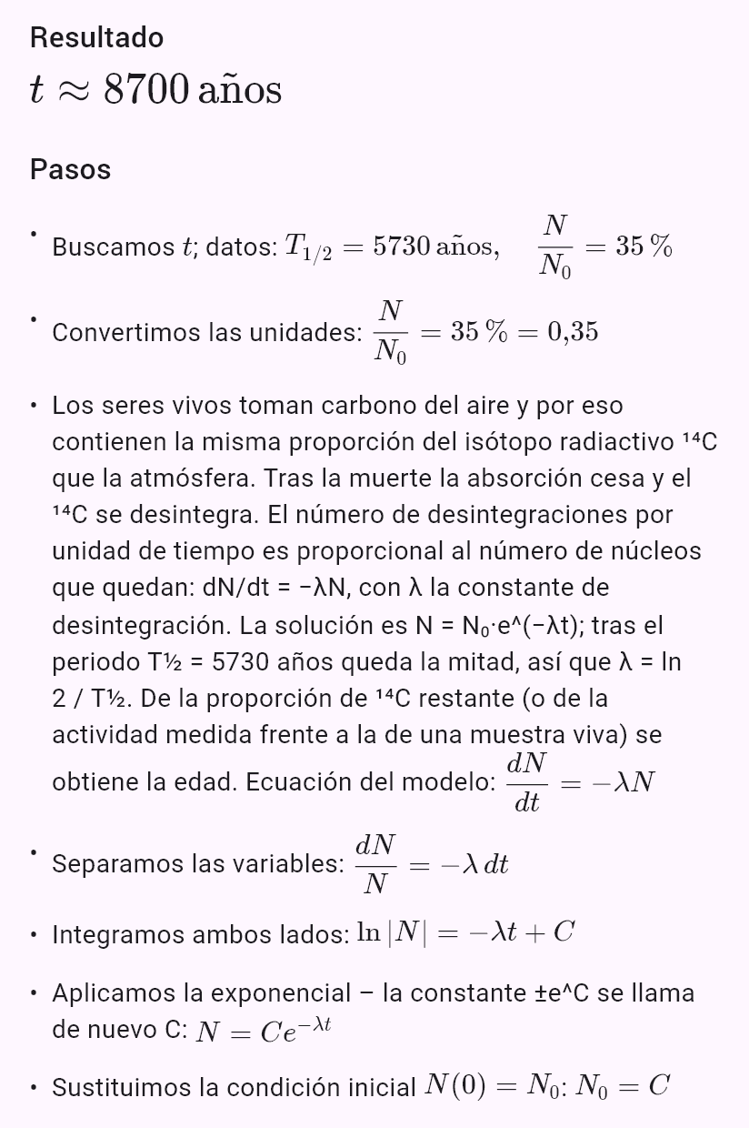model(radiocarbon; find=t[yr]; T12=5730[yr]; p=35[pct]; input=ratio)