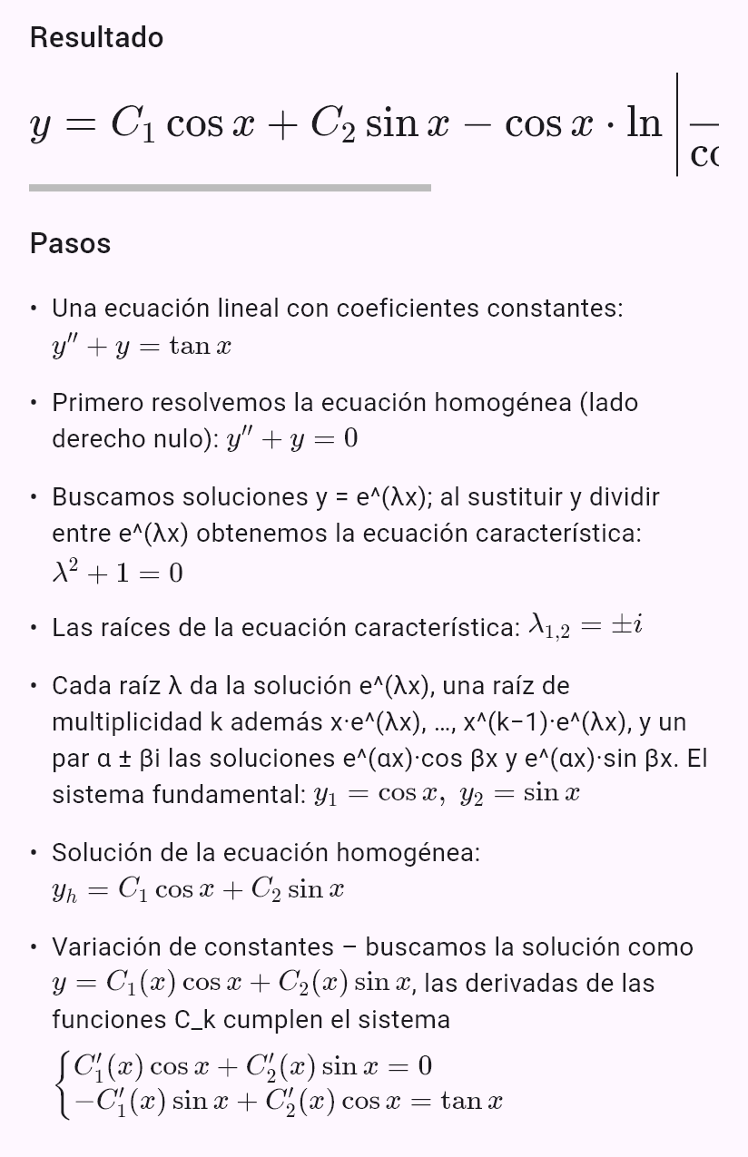 y'' + y = tan x