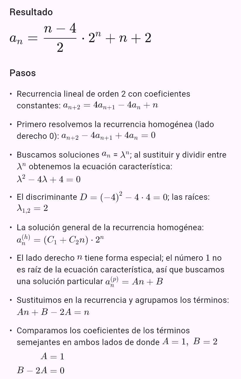 a_{n+2} = 4a_{n+1} - 4a_n + n, a_0 = 0, a_1 = 0
