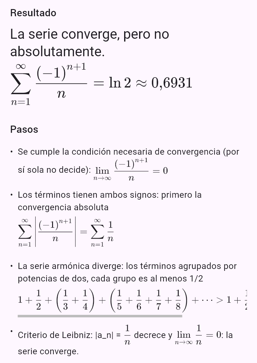 sum((-1)^(n+1)/n)