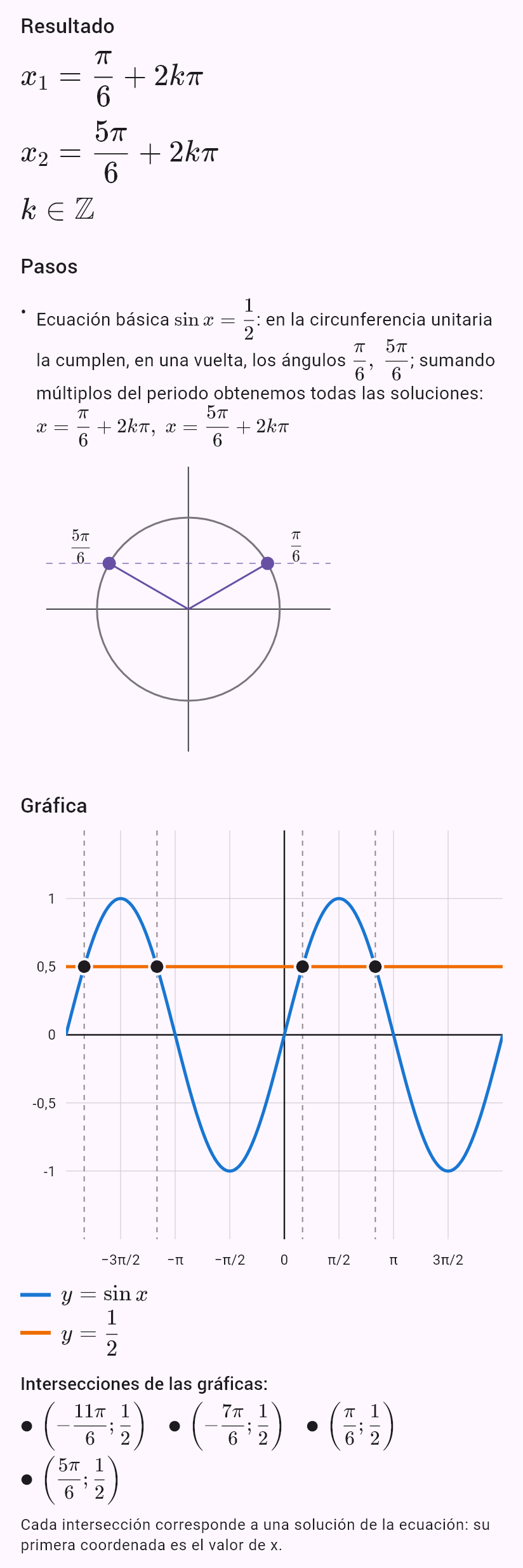 sin x = 1/2