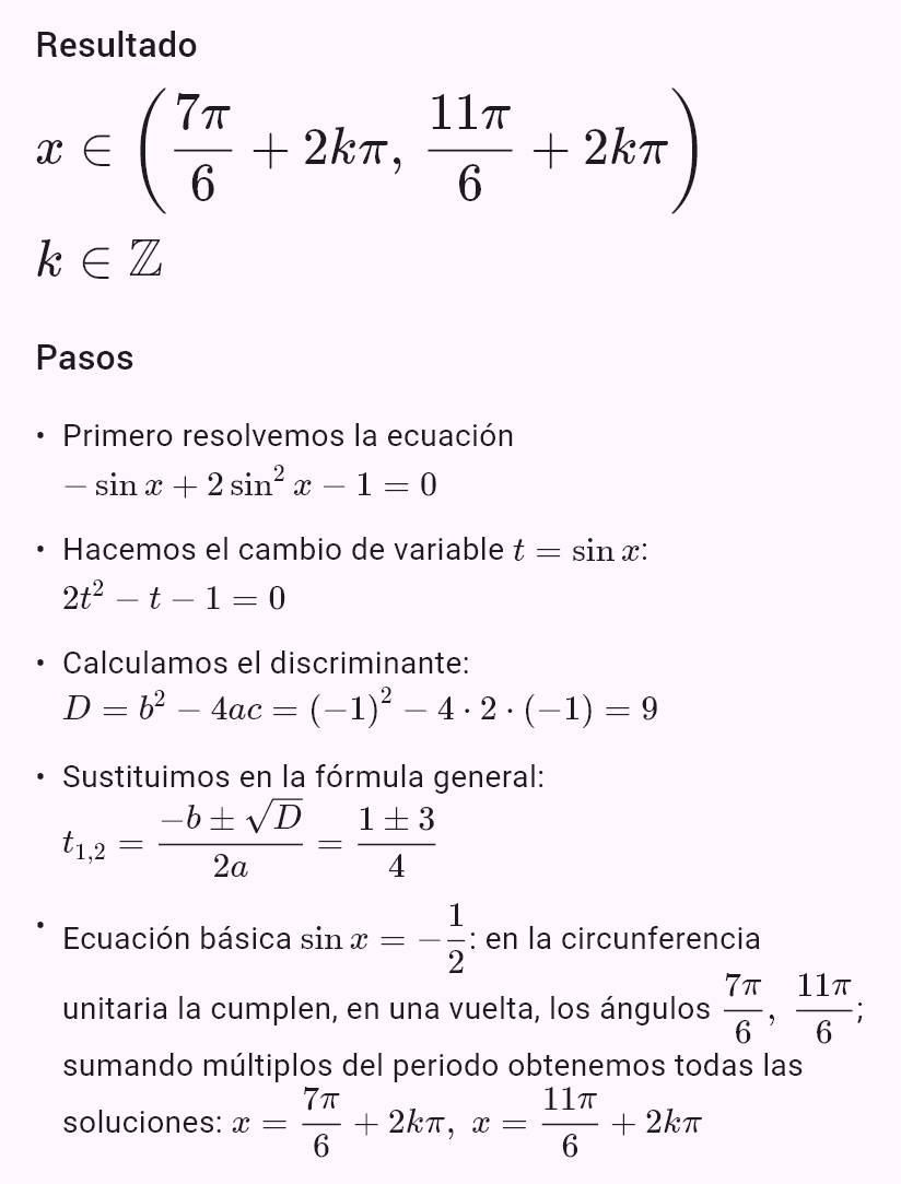 2sin^2 x - sin x - 1 > 0