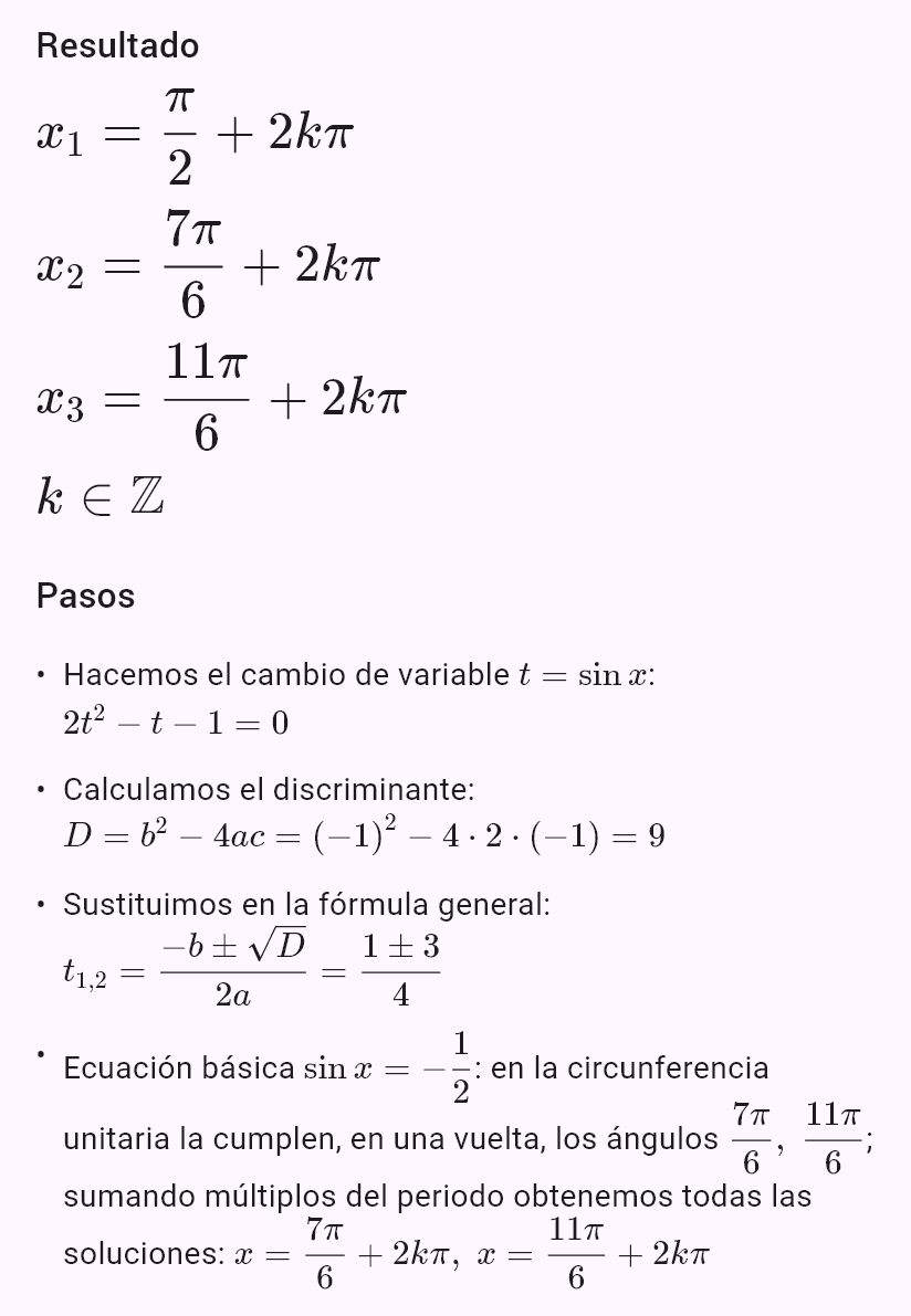 2sin^2 x - sin x - 1 = 0