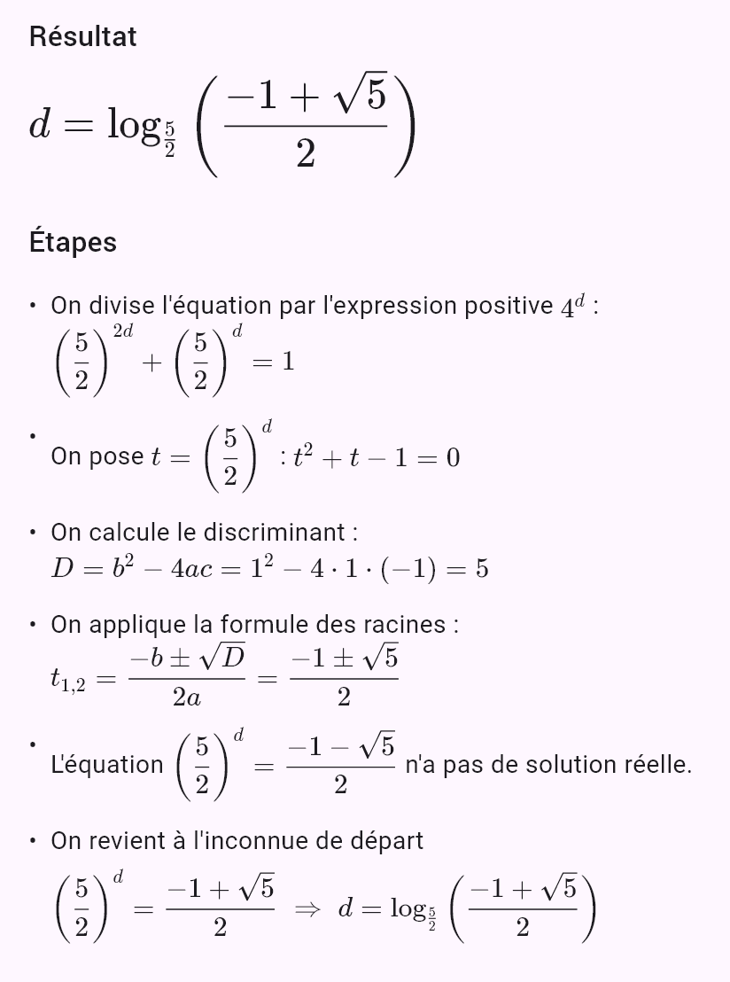 25^d + 10^d = 4^d