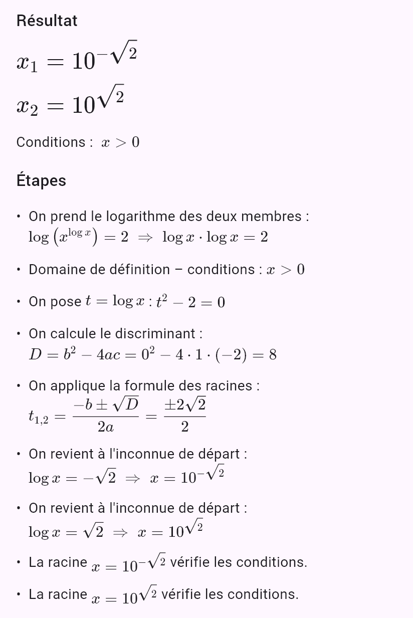 x^(log x) = 100