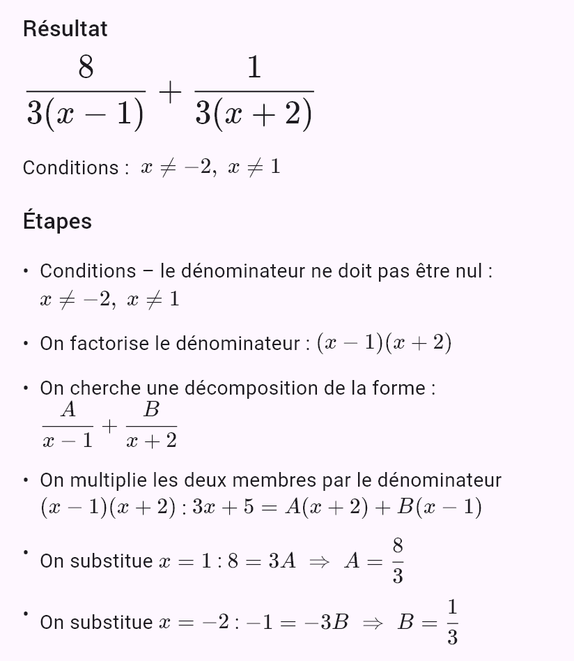 (3x + 5)/(x^2 + x - 2)